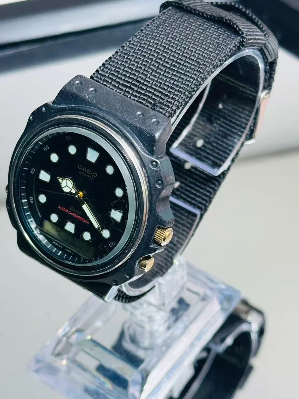 Vintage Casio Men’s Quartz Ana-Digi Watch Black Dial Alarm 40mm New Battery Runs